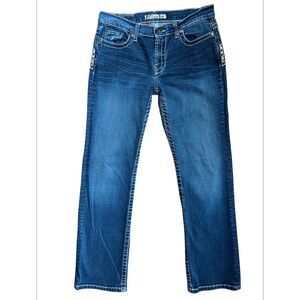 BKE Drew Boot Womens 28 x 31.5‎ Stretch Medium Blue Wash Gem Embroidered Jeans